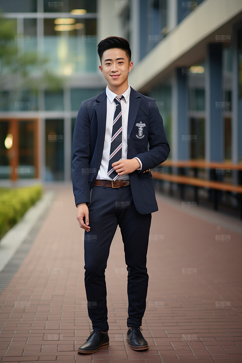 校服人物高中制服摄影图