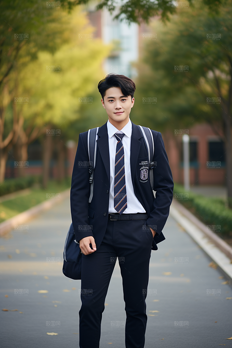 校服人物肖像学校摄影图