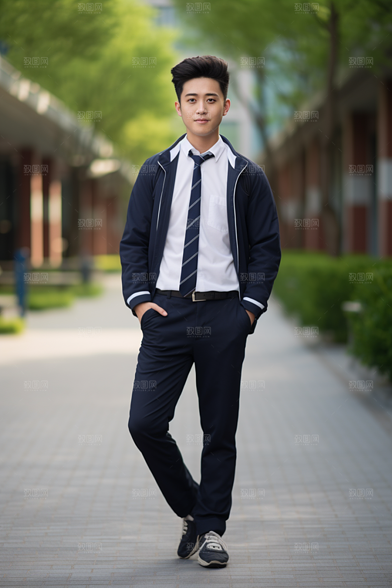 校服人物校园清新摄影图