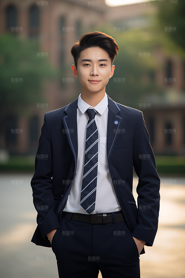 校服人物校园制服摄影图