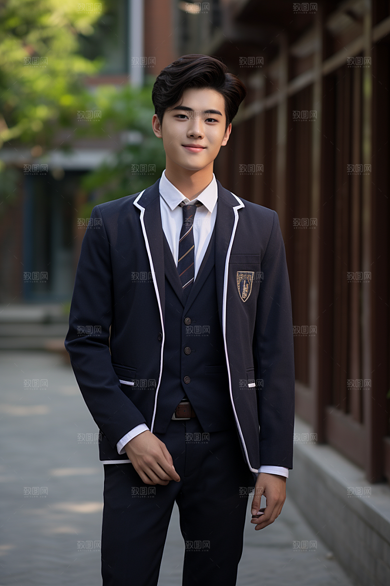 校服人物人像学校摄影图