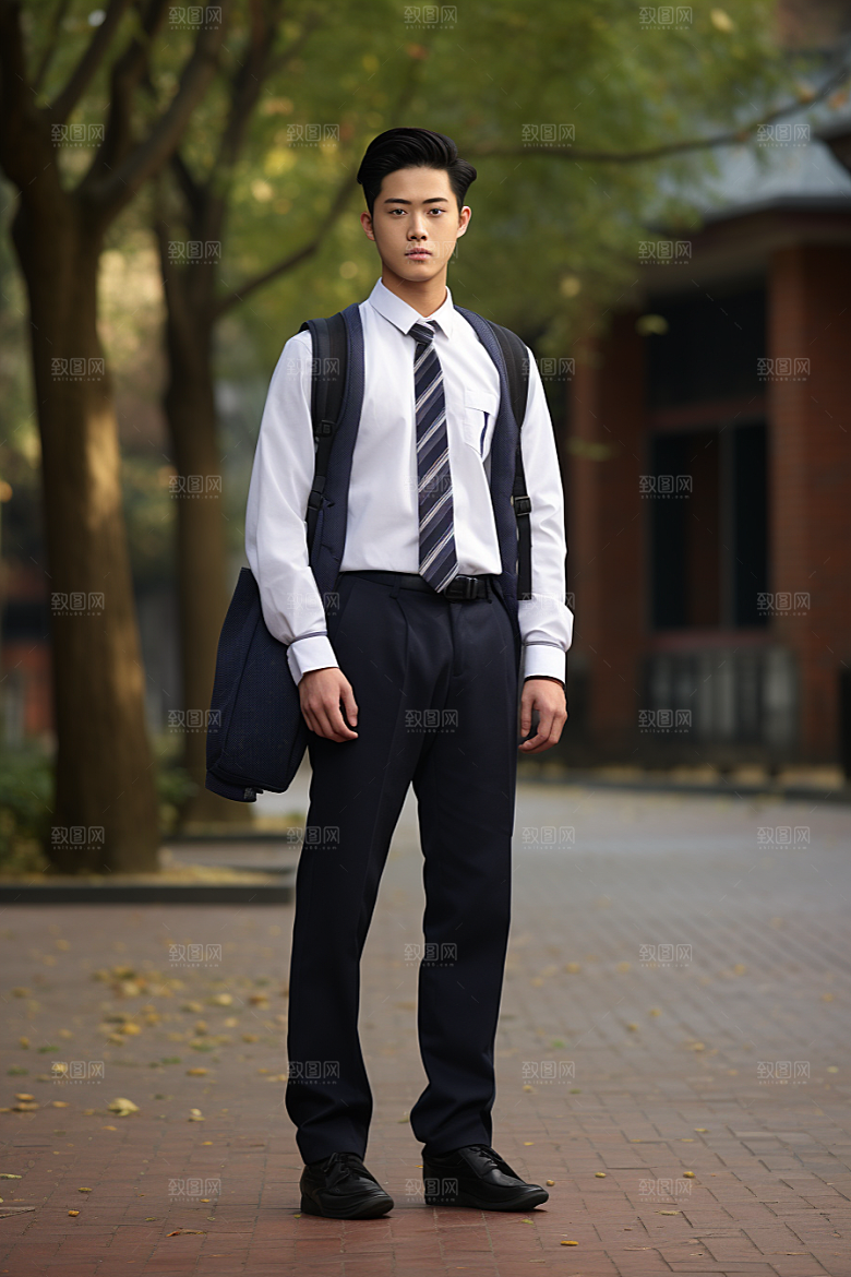 校服人物人像自然摄影图