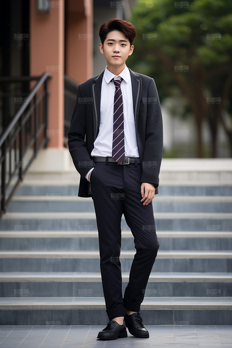 校服人物清新青少年摄影图