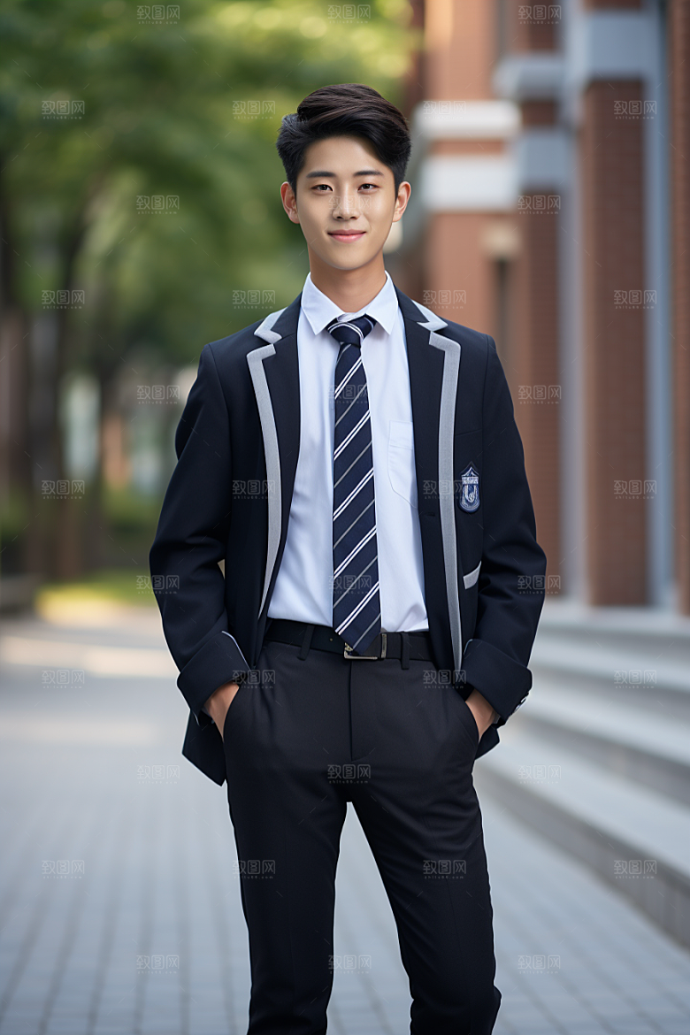 校服人物制服学生摄影图
