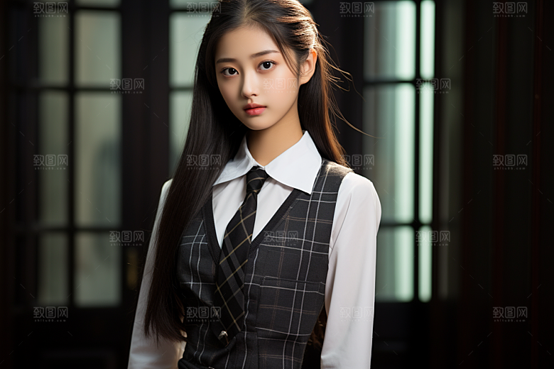 校服人物自然制服摄影图