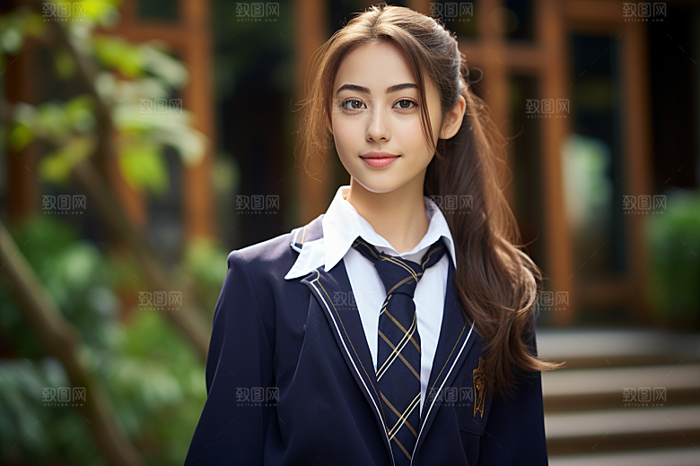 校服人物青少年制服摄影图