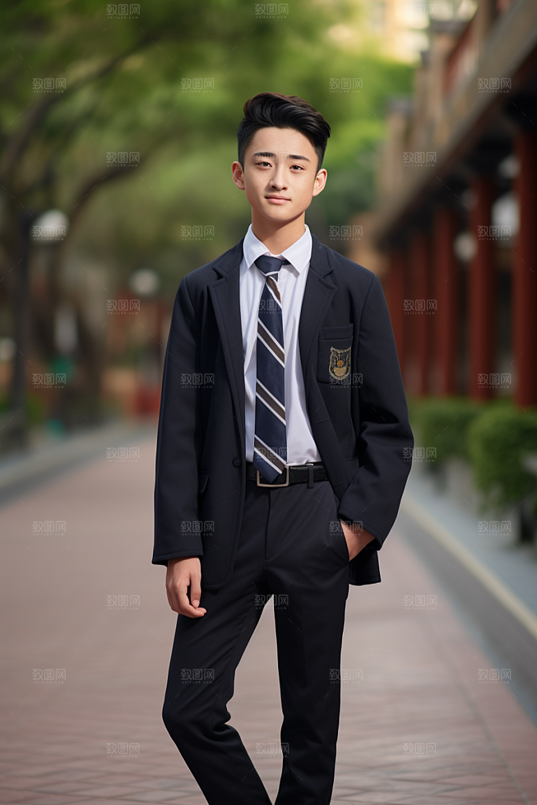校服人物制服校园摄影图