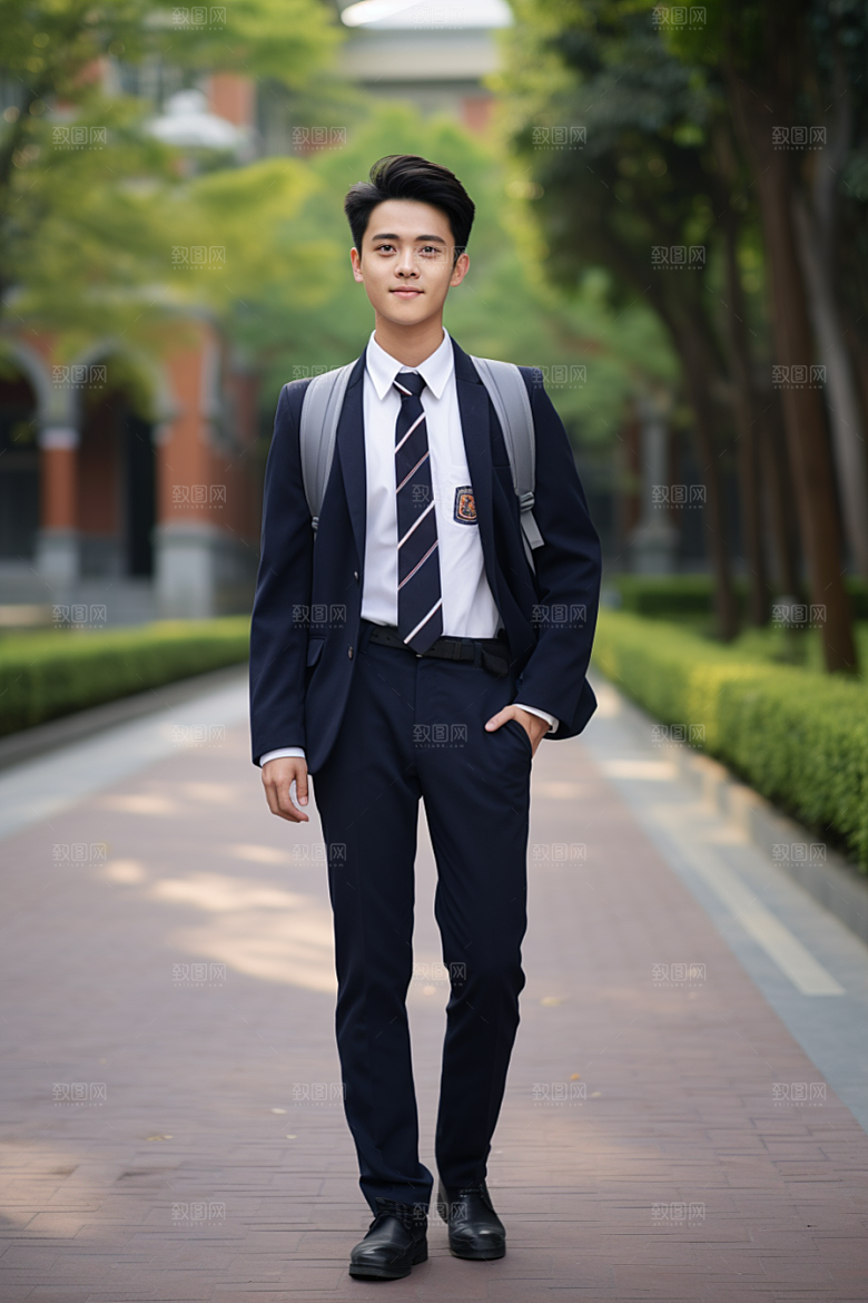 校服人物制服学生摄影图