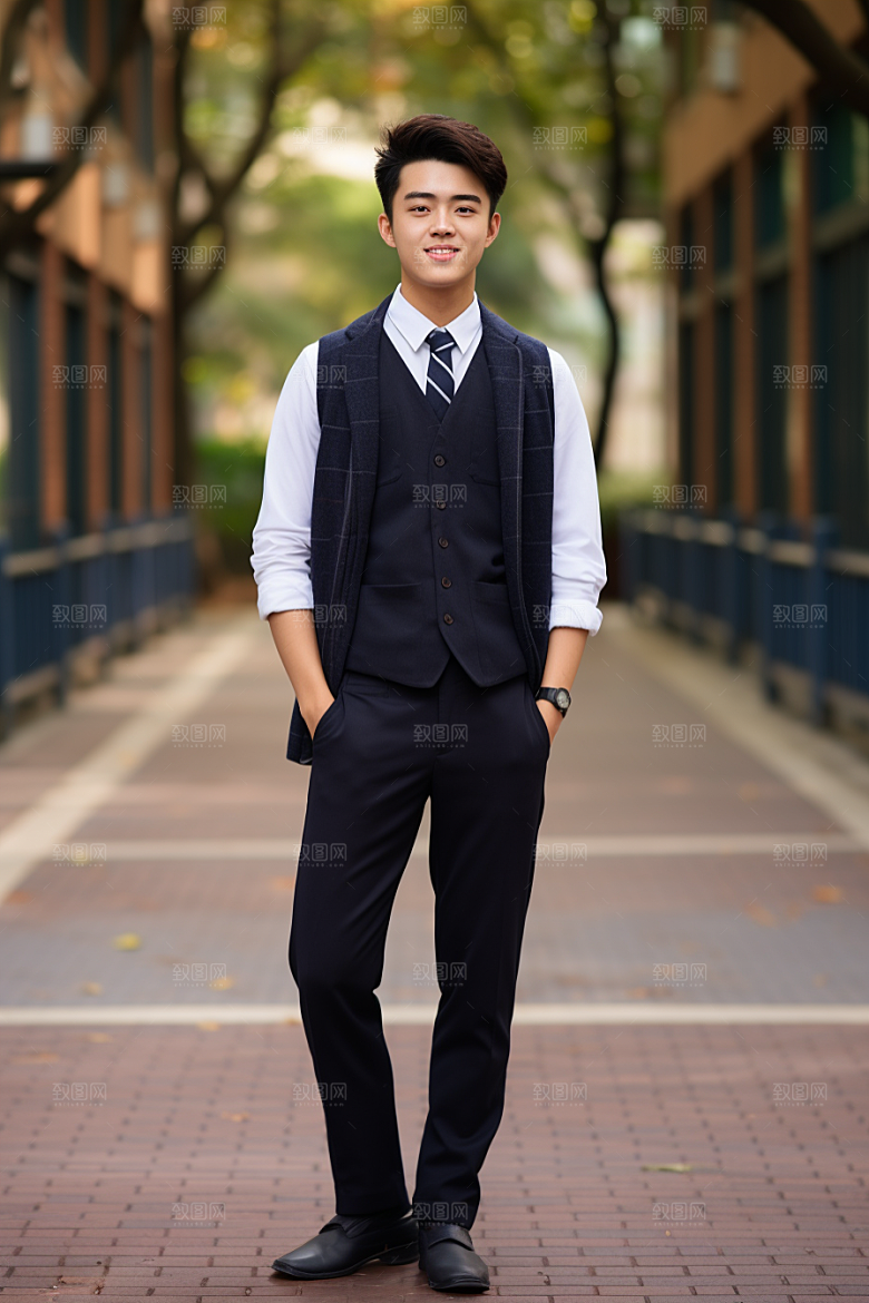 校服人物高中清新摄影图