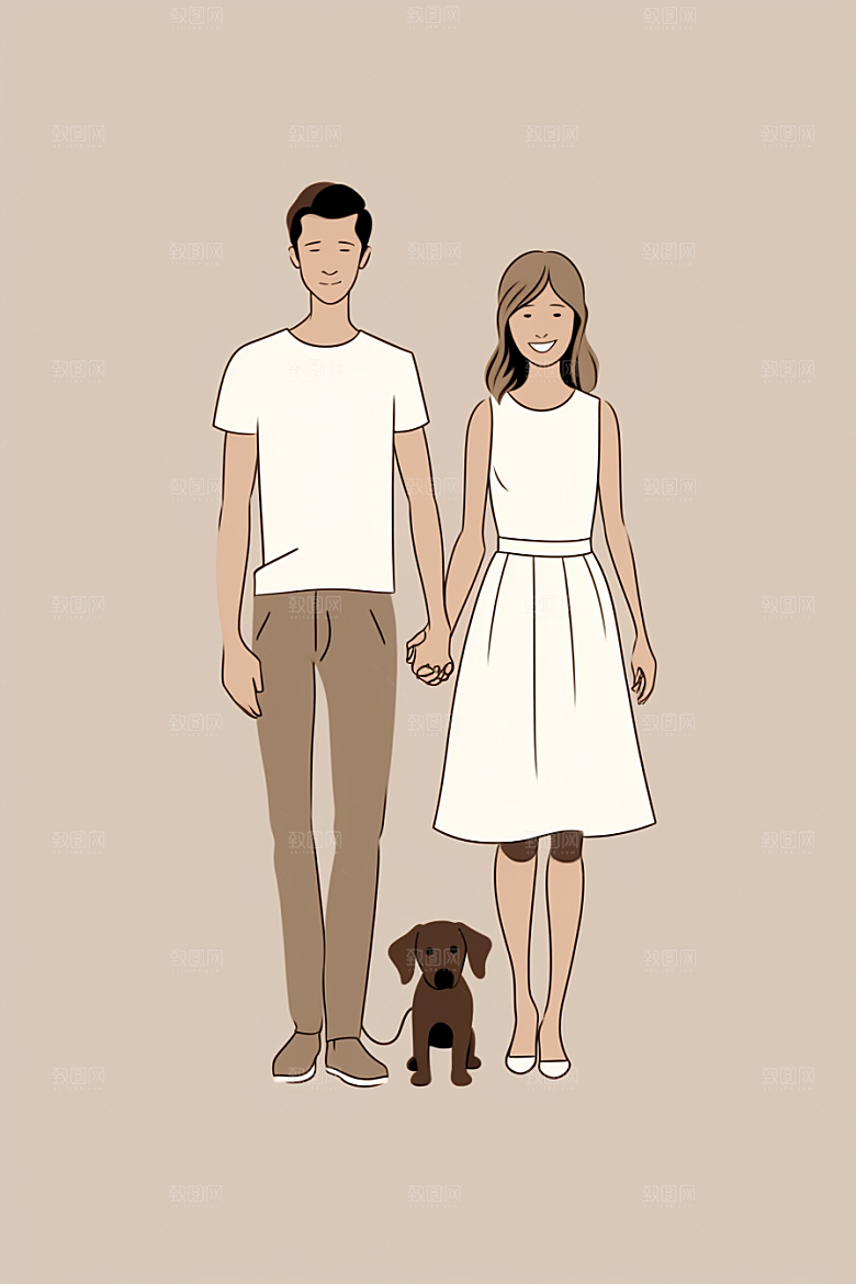 养狗生活插画生活素材