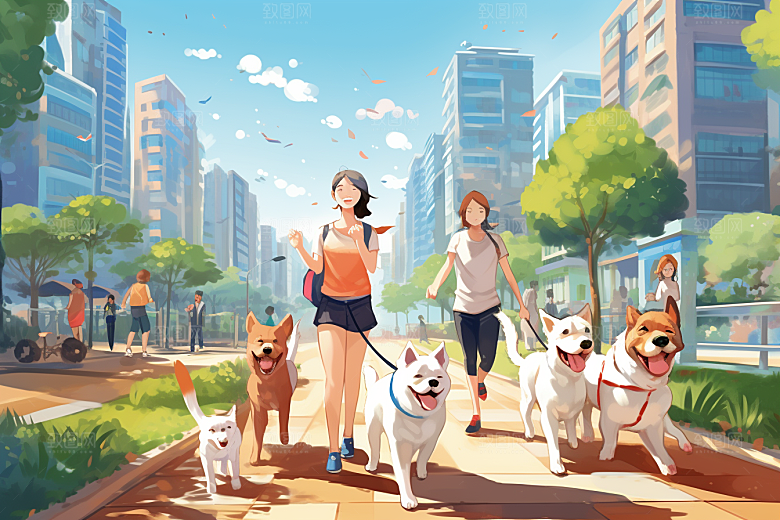 养狗生活清新可爱素材