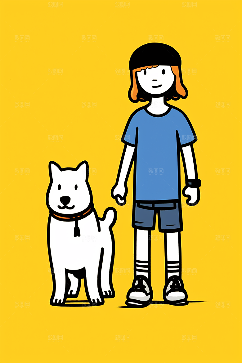 养狗生活小狗插画素材