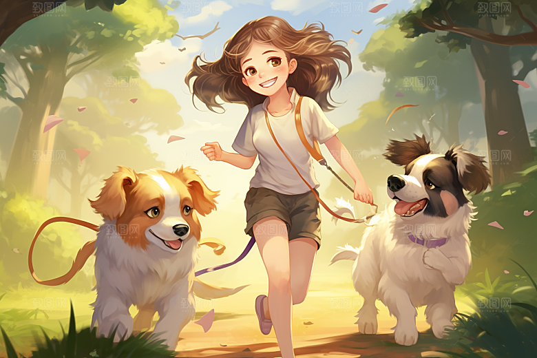 养狗生活宠物狗清新素材