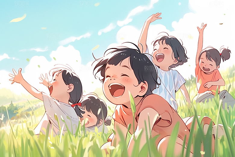 儿童春游开心快乐插画