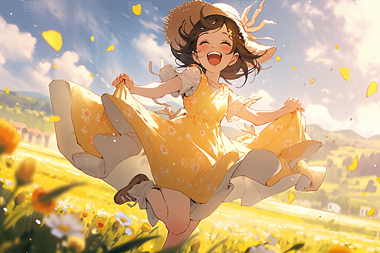 儿童春游开心孩童插画