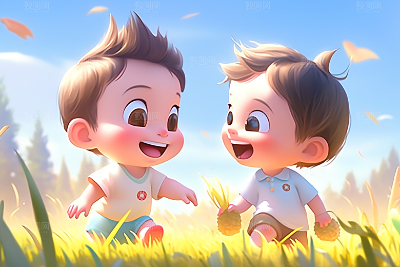 儿童春游郊游快乐插画