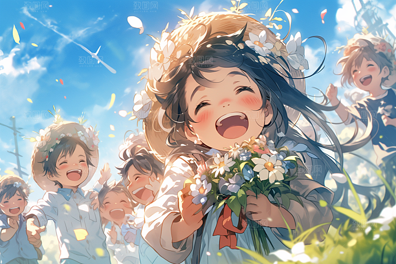 儿童春游活动户外插画