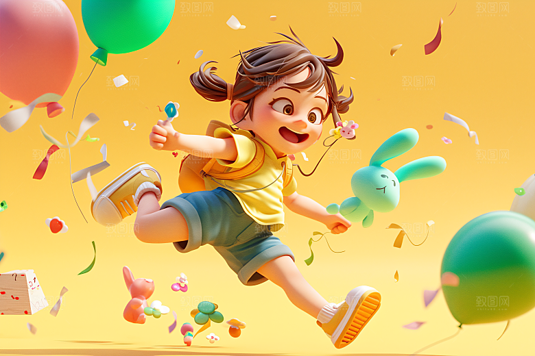 小孩天真烂漫模型