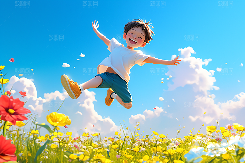 小孩六一儿童节立体模型