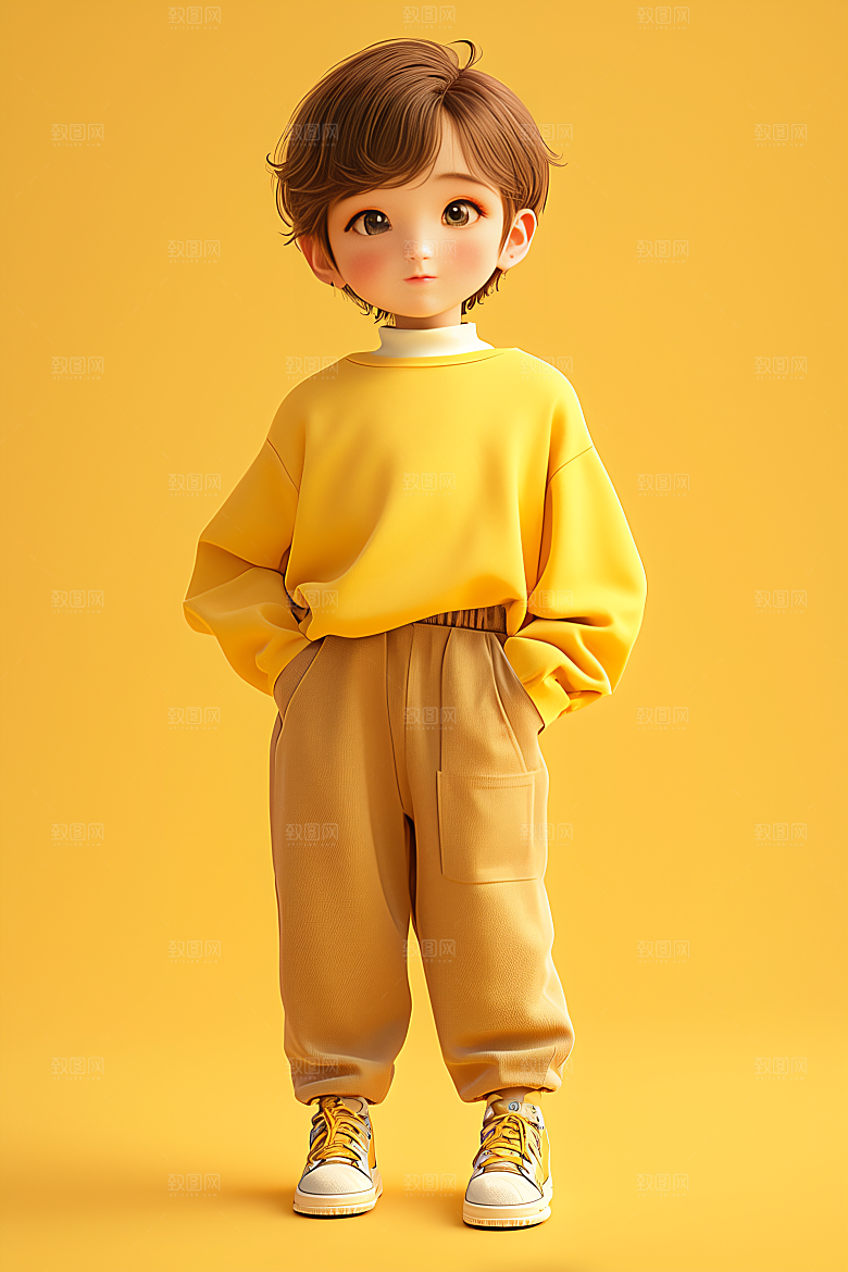 小孩天真可爱模型
