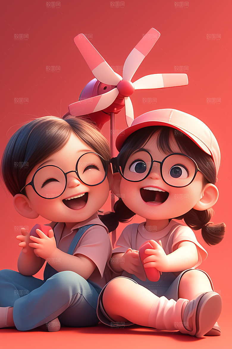 小孩烂漫童趣模型