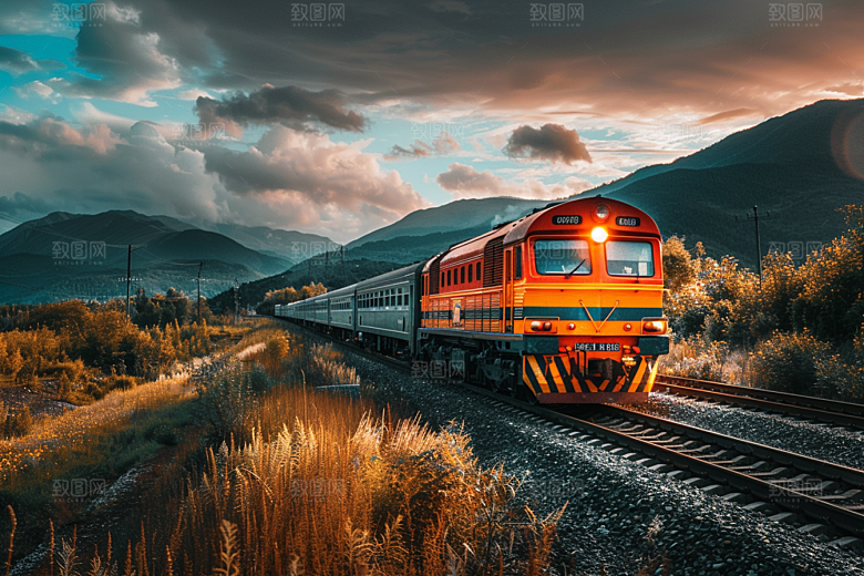 行驶中的火车户外风光素材
