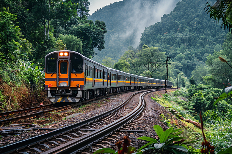 行驶中的火车高清山川素材
