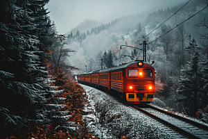 行驶中的火车铁路风景素材