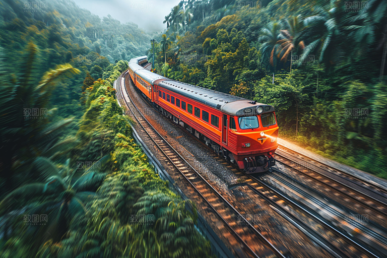 行驶中的火车山川自然素材
