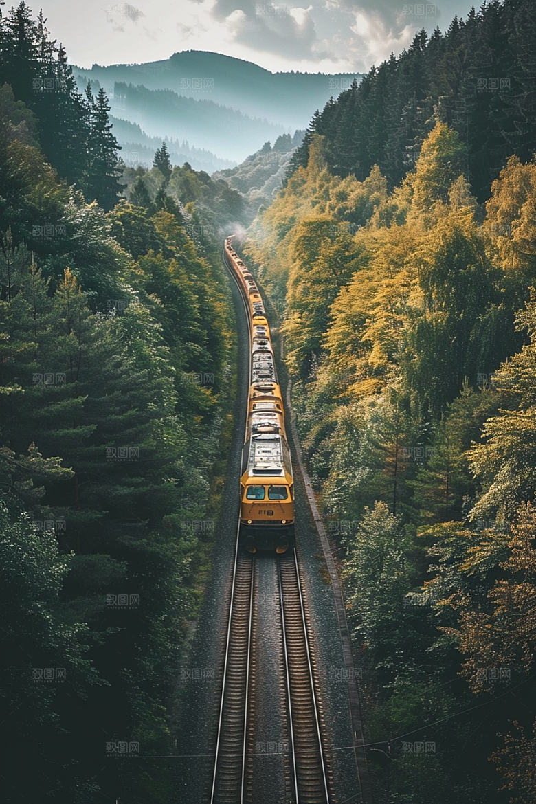 行驶中的火车风景户外素材