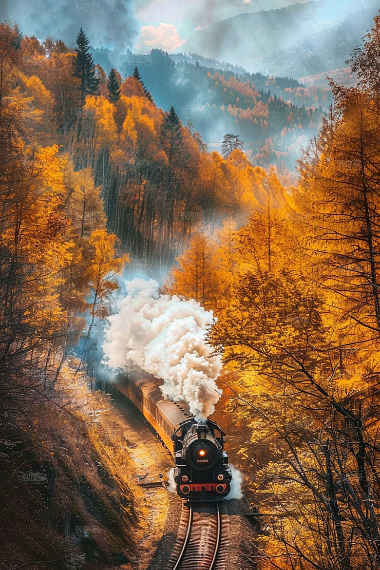 行驶中的火车风景列车素材