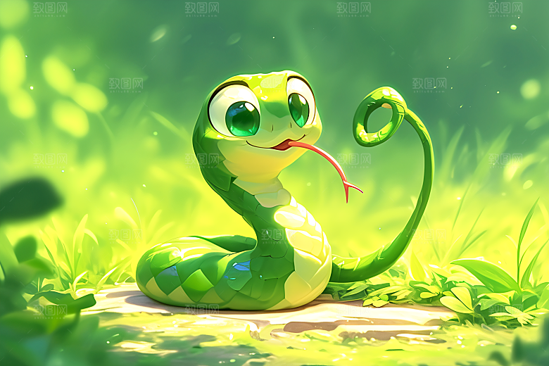 小青蛇拟人竹叶青插画