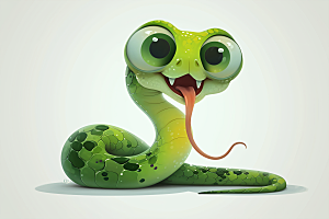 小青蛇绿色动物插画