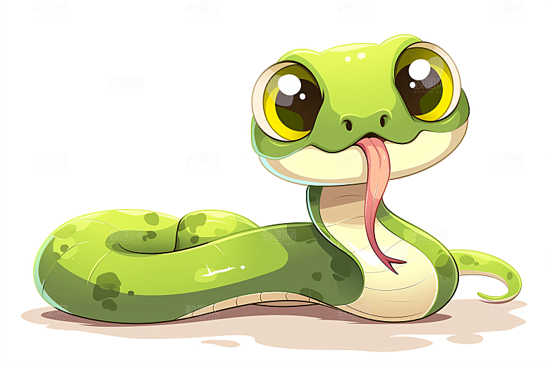 小青蛇绿色竹叶青插画