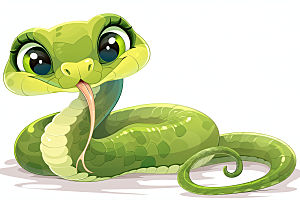 小青蛇动物可爱插画