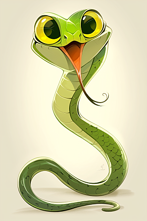 小青蛇蛇年可爱插画
