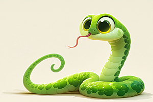 小青蛇可爱菜花蛇插画