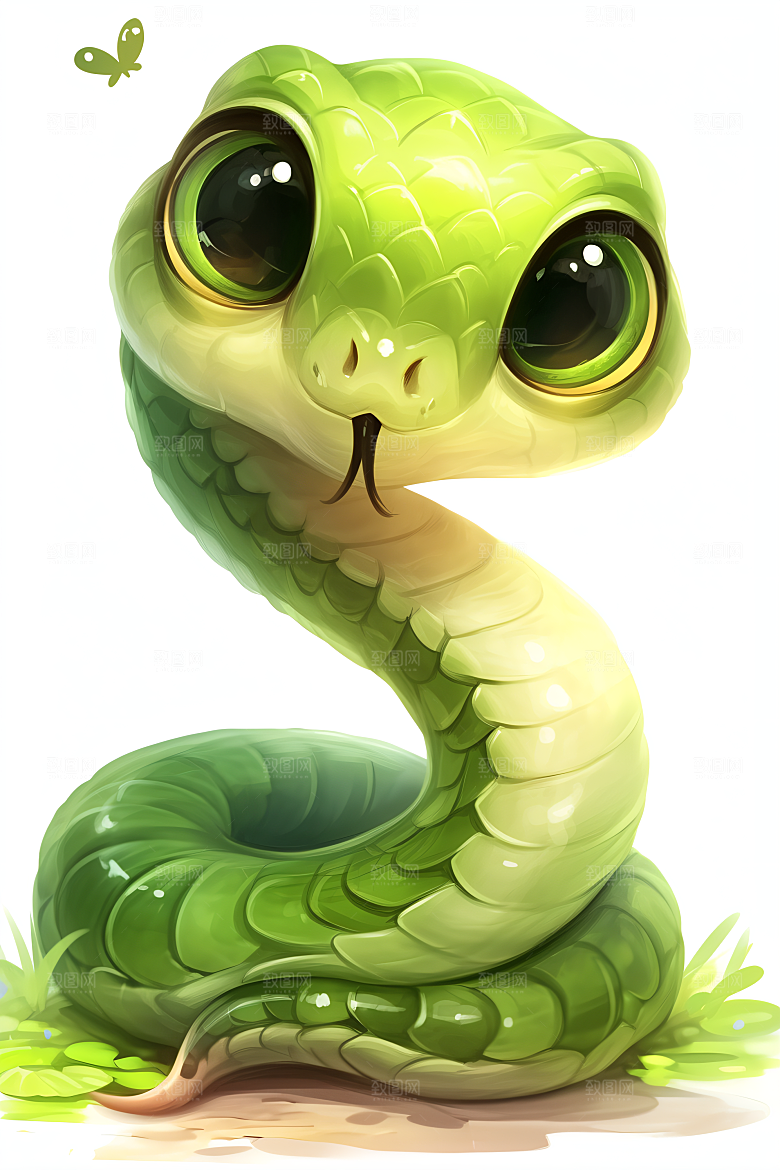 小青蛇可爱动物插画