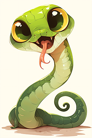 小青蛇蛇年拟人插画
