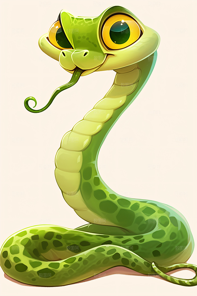小青蛇菜花蛇竹叶青插画