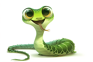 小青蛇蛇年卡通插画