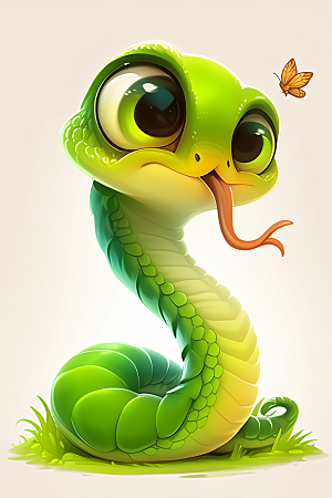 小青蛇蛇年可爱插画