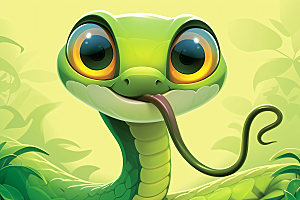 小青蛇绿色动物插画
