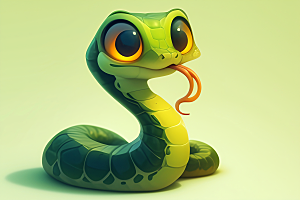 小青蛇蛇年拟人插画