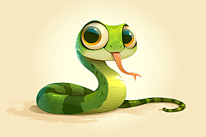 小青蛇动物卡通插画