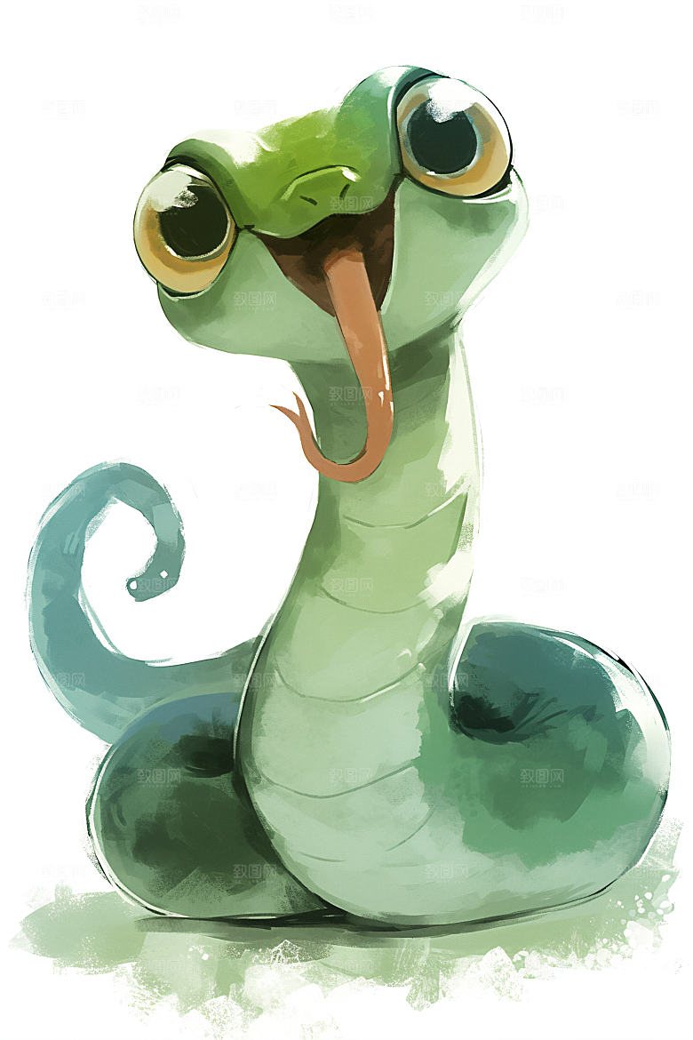 小青蛇高清绿色插画