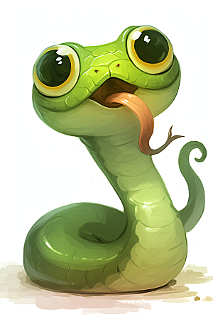 小青蛇蛇年十二生肖插画
