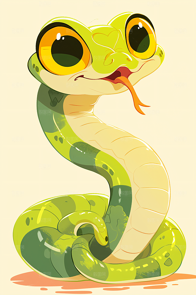 小青蛇绿色高清插画