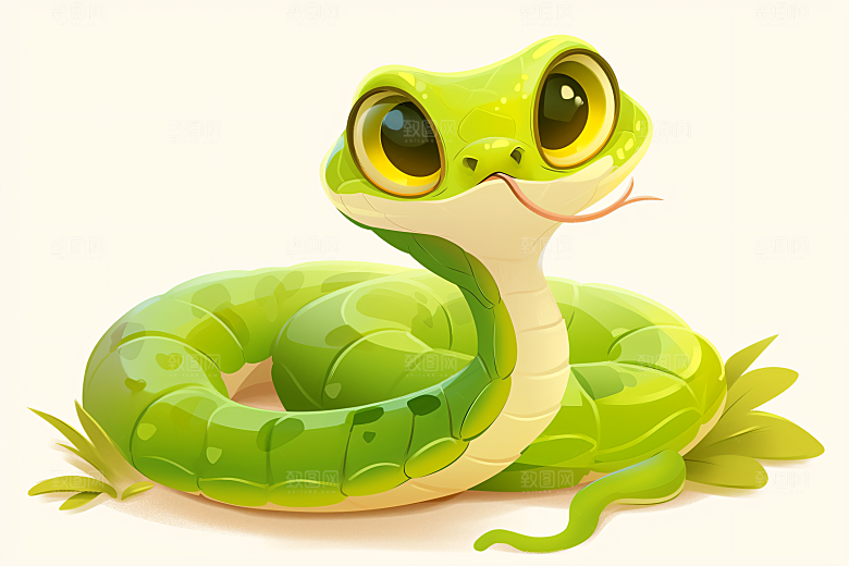 小青蛇手绘动物插画