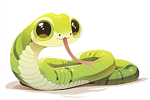 小青蛇拟人绿色插画